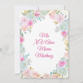 Fleurs Pastel Mis XV Anos Invitation Anniversaire (Dos)