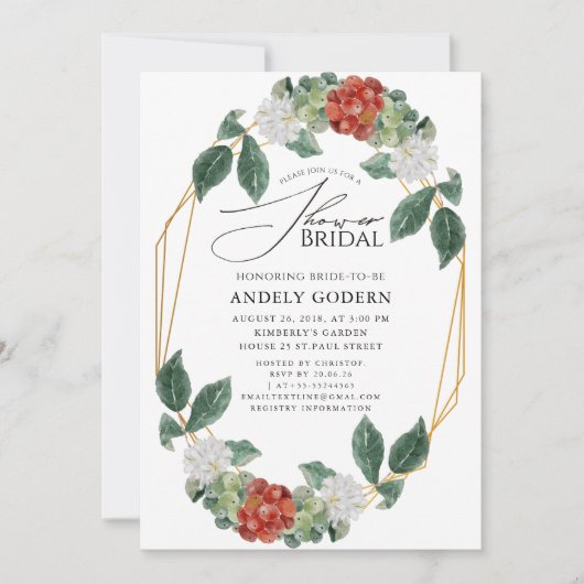 Fleurs Pastel Modern Bridal Shower Invitation (Devant)