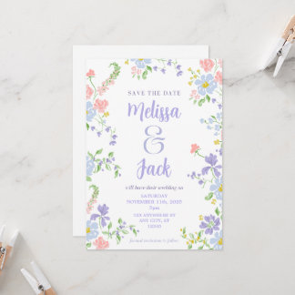 Fleurs pastel pour carte de sauvegarde de date