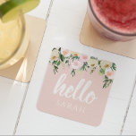 Fleurs Pastel Rose Moderne Bonjour Et Vous Nom<br><div class="desc">Fleurs Pastel Rose Moderne Bonjour Et Vous Nom</div>