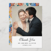 Fleurs peintes à la main bleu et orange | MERCI (Devant / Derrière)