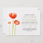 Fleurs peintes à la main faire-part de mariage mod (Devant)