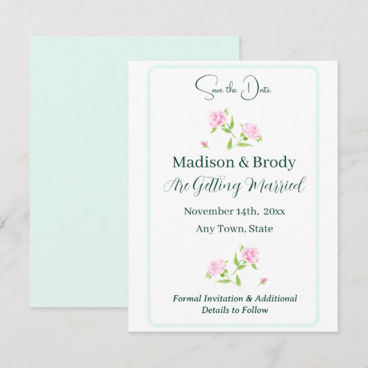 Fleurs peintes à la main SAVE THE DATE (Devant / Derrière)