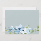 Fleurs peintes bleues invitation au baptême (Dos)