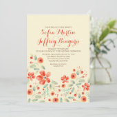 fleurs peintes élégante faire-part de mariage déco (Debout devant)