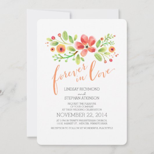 fleurs peintes faire-part de mariage moderne migno (Devant)