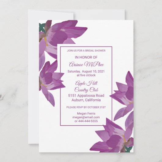 Fleurs peintes Invitation à la douche nuptiale (Devant)