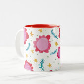 Fleurs peintes Mug rouge à deux tons (Devant gauche)
