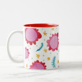 Fleurs peintes Mug rouge à deux tons (Gauche)