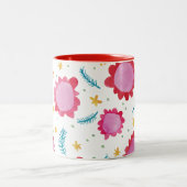 Fleurs peintes Mug rouge à deux tons (Centre)
