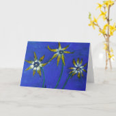 Fleurs peinture bleu arrière - plan Carte de voeux (Fleur jaune)