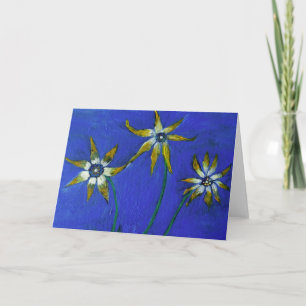 Fleurs peinture bleu arrière - plan Carte de voeux