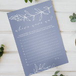 Fleurs Perdues Jeu Où Étions-Nous<br><div class="desc">Jeu de Fête des mariées des Fleurs de Périwinkle. Les articles correspondants pour compléter votre collection d'événements sont disponibles dans notre boutique Zazzle!</div>