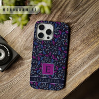Fleurs personnalisables noires florales bleu viole