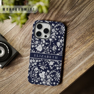 Fleurs personnalisées bleu marine foncé florales a
