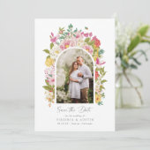 Fleurs Photo Faire-Part de Date de Mariage (Debout devant)