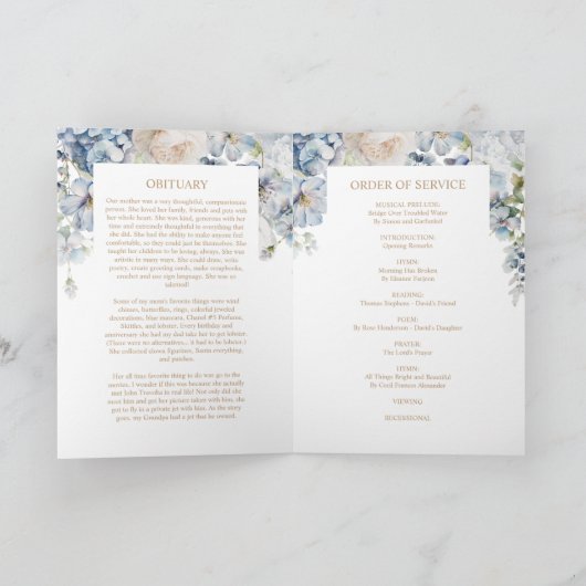 Fleurs Photo Memorial Funeral Programmes (Intérieur)