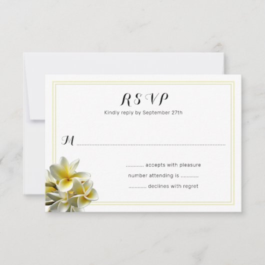 Fleurs Plumeria Jaune Mariage Cartes RSVP (Devant)