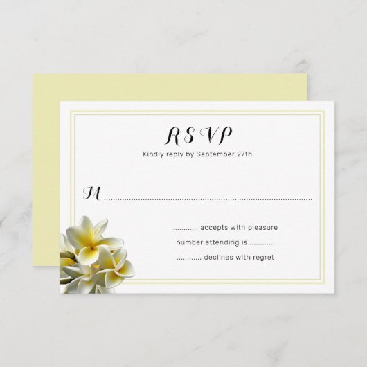 Fleurs Plumeria Jaune Mariage Cartes RSVP (Devant / Derrière)