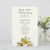 Fleurs Plumeria Jaune Programme de Mariage Plat (Debout devant)