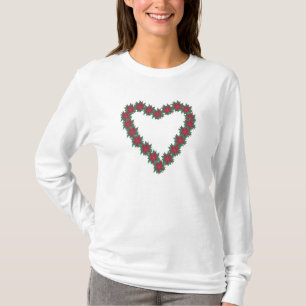 Fleurs Poinsettia Tshirts en forme de coeur