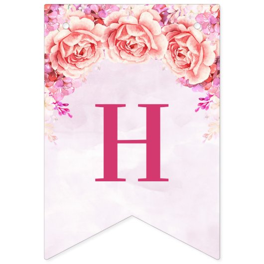 Fleurs pourpres d'aquarelle de bannière heureuse (Premier drapeau)