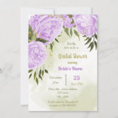 fleurs pourpres verdure nuptiale invitation douche (Devant)