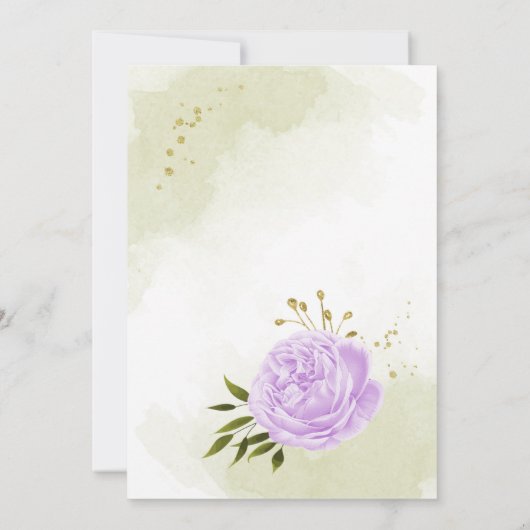 fleurs pourpres verdure nuptiale invitation douche (Dos)