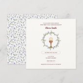 Fleurs pourpres Wreath First Communion Invitation (Devant / Derrière)