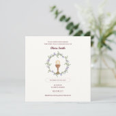 Fleurs pourpres Wreath First Communion Invitation (Debout devant)