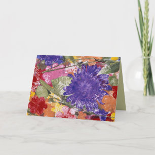 Fleurs pressées colorées carte de voeux artistique