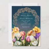 Fleurs printanières Cadre floral Invitations éléga (Devant)