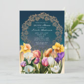 Fleurs printanières Cadre floral Invitations éléga (Debout devant)