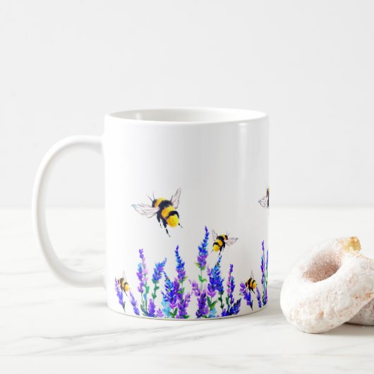 Fleurs printanières et abeilles volent la Mug (Avec donut)