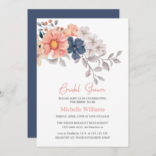 Fleurs printanières Invitation de la nuptiale de l (Devant / Derrière)