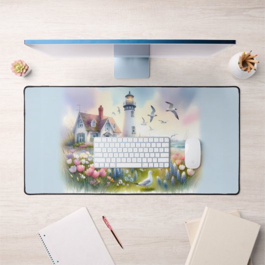Fleurs printanières près d'un cottage côtier et d' (Bureau 1)