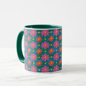 Fleurs Rangoli Chic, Mug Pois de café Ringer (Devant gauche)