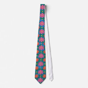 Fleurs Rangoli, Pois sur cravate Unisex Bleue