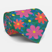 Fleurs Rangoli, Pois sur cravate Unisex Bleue (Roulé)