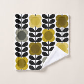 Fleurs Ravissantes Rtro, Gris Jaune (Gant de toilette)