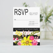 Fleurs rayées noires et blanches RSVP jaune (Debout devant)