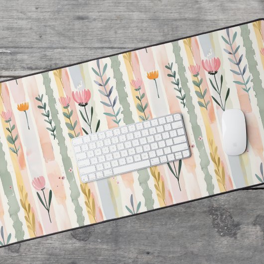 Fleurs rayées pastel aquarelle vintage
