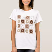Fleurs rétro À damiers T-shirt (Devant)