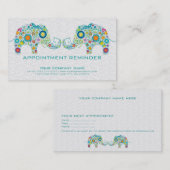 Fleurs rétro colorées Carte de rendez-vous éléphan (Devant / Derrière)