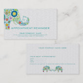 Fleurs rétro colorées Carte de rendez-vous éléphan (Devant / Derrière)