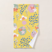 Fleurs rétro colorées mignonnes l Jaune (Serviette à main)