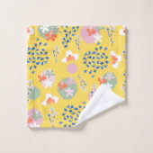 Fleurs rétro colorées mignonnes l Jaune (Gant de toilette)