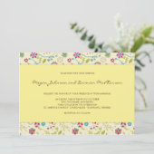Fleurs rétro ・ Jaune ・ Faire-part de mariage (Debout devant)