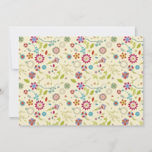 Fleurs rétro ・ Jaune ・ Faire-part de mariage (Dos)