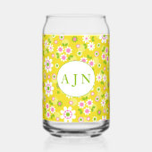 Fleurs rétro mod jaune et blanc monogramme (Recto)